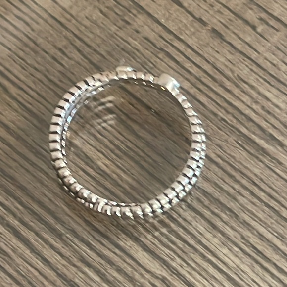 Sterling Silver Crossover Cable Ring with Topaz Gems Approx Size 9 3/4 - Picture 6 of 16